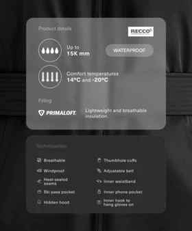 Αδιάβροχο μπουφάν σκι με επένδυση Primaloft®