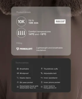 Αδιάβροχο μπουφάν σκι Primaloft® με εξαιρετικά στενή εφαρμογή Αδιάβροχο μπουφάν σκι Primaloft® με εξαιρετικά στενή εφαρμογή