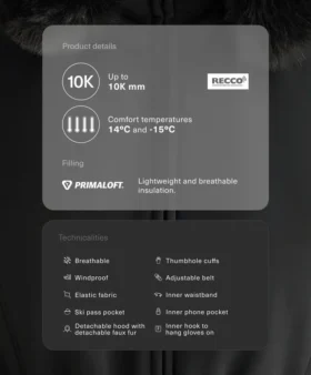Αδιάβροχο μπουφάν σκι Primaloft® με εξαιρετικά στενή εφαρμογή