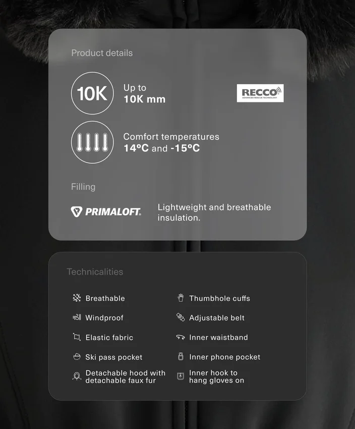 Αδιάβροχο μπουφάν σκι Primaloft® με εξαιρετικά στενή εφαρμογή Αδιάβροχο μπουφάν σκι Primaloft® με εξαιρετικά στενή εφαρμογή