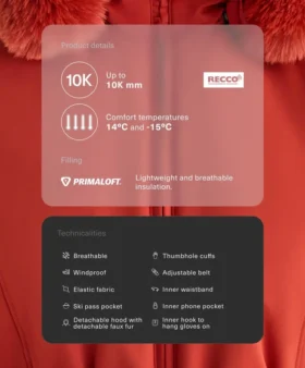 Αδιάβροχο μπουφάν σκι Primaloft® με εξαιρετικά στενή εφαρμογή Αδιάβροχο μπουφάν σκι Primaloft® με εξαιρετικά στενή εφαρμογή