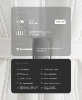 Αδιάβροχο μπουφάν σκι Primaloft® με σούπερ εφαρμογή