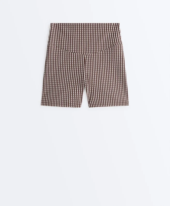 Comfortlux Hot Pants με ψηλή μέση και μήκος 10 cm σε καρό μοτίβο Comfortlux Hot Pants με ψηλή μέση και μήκος 10 cm σε καρό μοτίβο