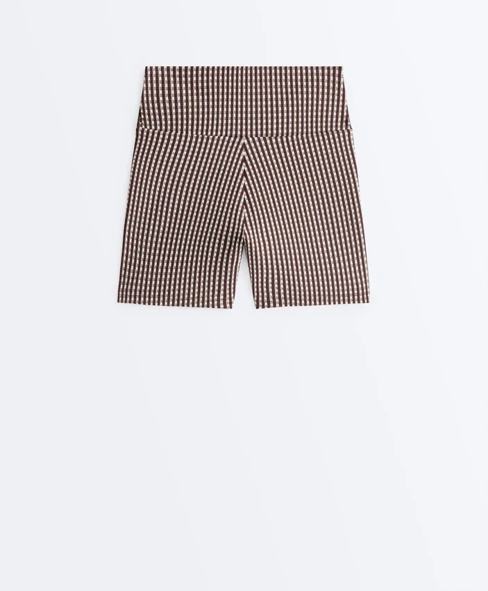 Comfortlux Hot Pants με ψηλή μέση και μήκος 10 cm σε καρό μοτίβο Comfortlux Hot Pants με ψηλή μέση και μήκος 10 cm σε καρό μοτίβο