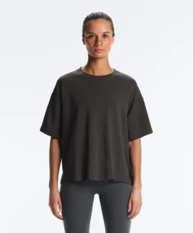 Φαρδύ σορτς κοντομάνικο T-shirt από μείγμα βαμβακιού