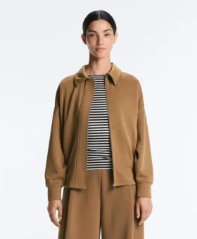 Μπουφάν τύπου utility από ύφασμα twill με ζώνη Μπουφάν τύπου utility από ύφασμα twill με ζώνη