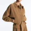 Μπουφάν τύπου utility από ύφασμα twill με ζώνη Μπουφάν τύπου utility από ύφασμα twill με ζώνη