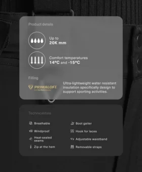 Primaloft® Feel the Performance Tm Ski Αδιάβροχο παντελόνι με άνετη ευθεία γραμμή