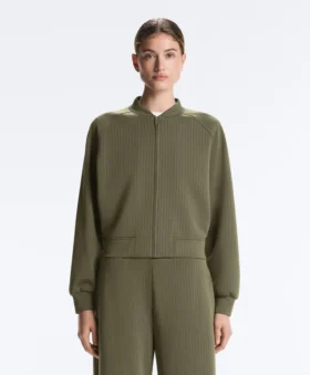 Ριγέ μπουφάν τύπου bomber με Modal Soft Touch υφή