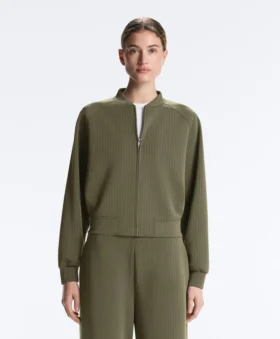 Ριγέ μπουφάν τύπου bomber με Modal Soft Touch υφή
